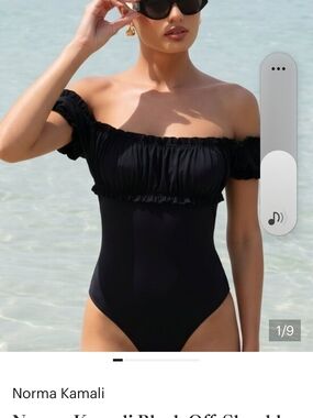 Norma Kamali Black Off-ShoulderEmpire Jose Mio One-Piece Swimsuit XS